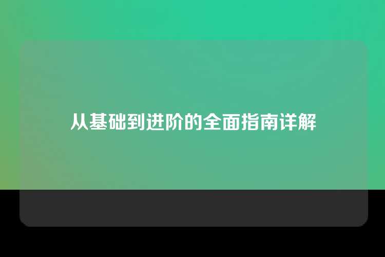 从基础到进阶的全面指南详解