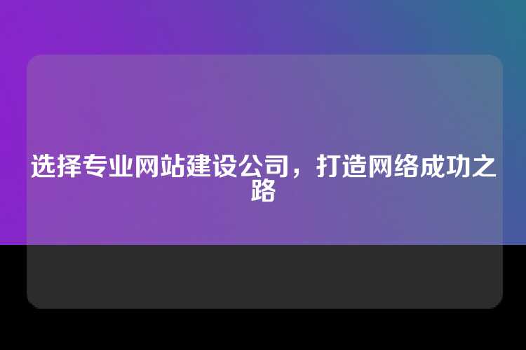 选择专业网站建设公司，打造网络成功之路