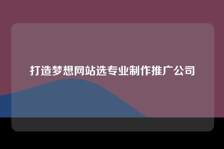 打造梦想网站选专业制作推广公司