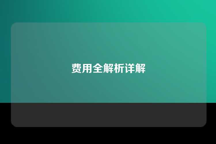 费用全解析详解