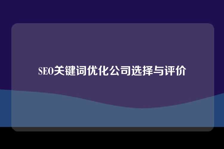 SEO关键词优化公司选择与评价