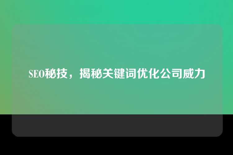 SEO秘技，揭秘关键词优化公司威力