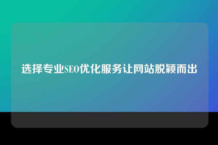 选择专业SEO优化服务让网站脱颖而出
