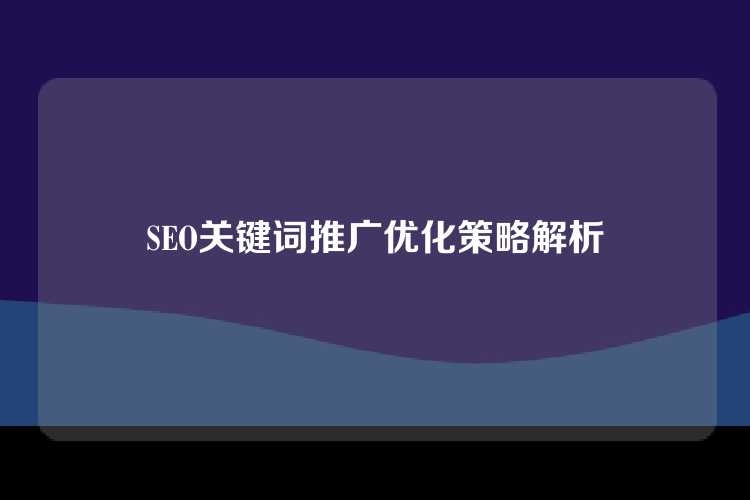 SEO关键词推广优化策略解析