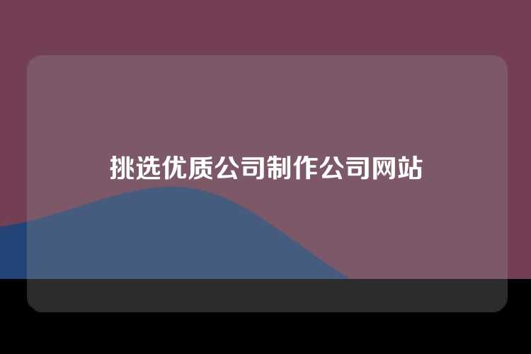 挑选优质公司制作公司网站