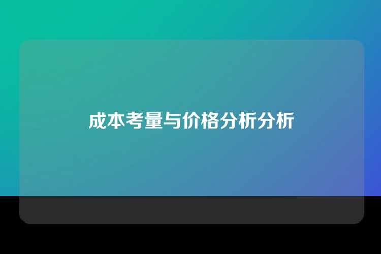 成本考量与价格分析分析