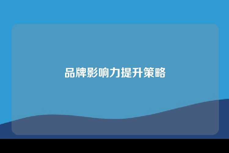 品牌影响力提升策略