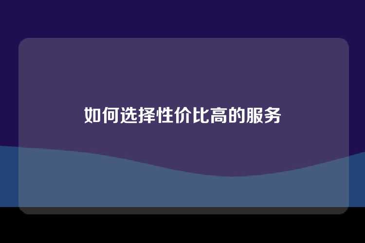 如何选择性价比高的服务