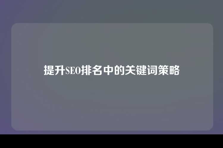 提升SEO排名中的关键词策略