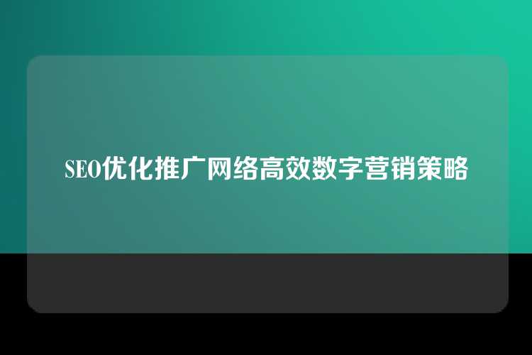 SEO优化推广网络高效数字营销策略