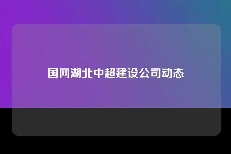 国网湖北中超建设公司动态