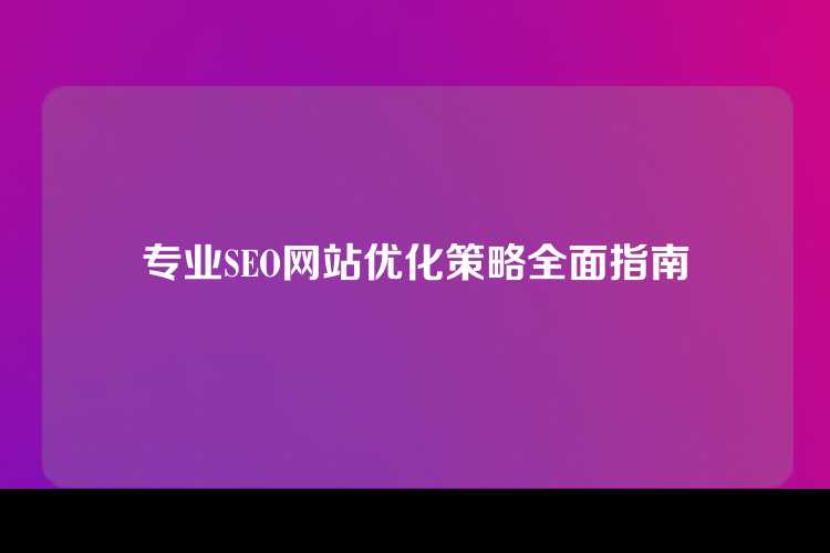 专业SEO网站优化策略全面指南