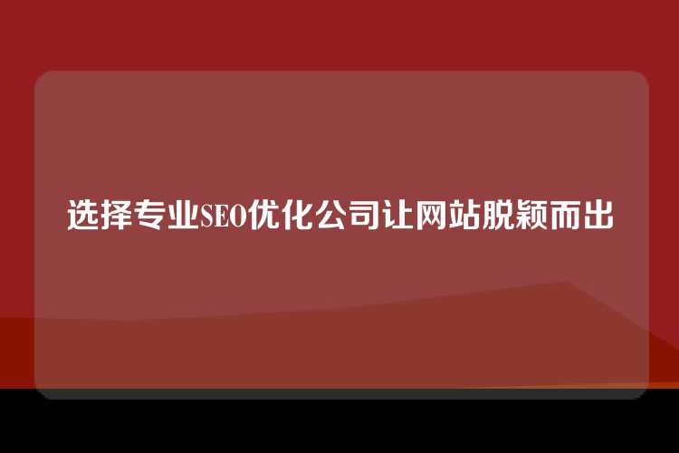 选择专业SEO优化公司让网站脱颖而出