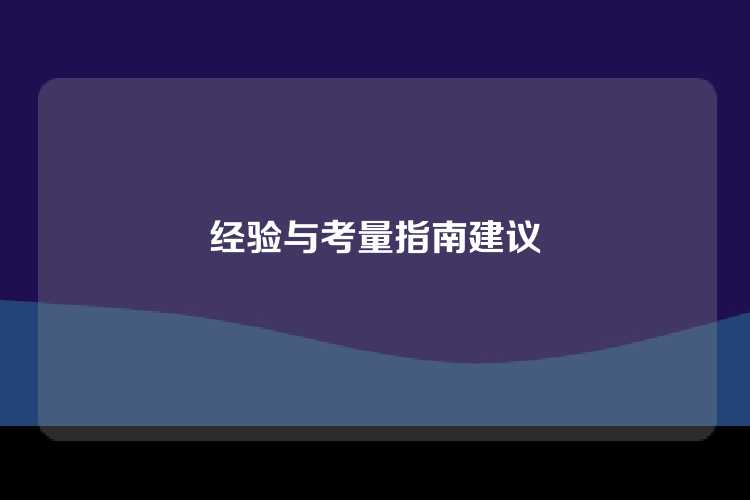 经验与考量指南建议