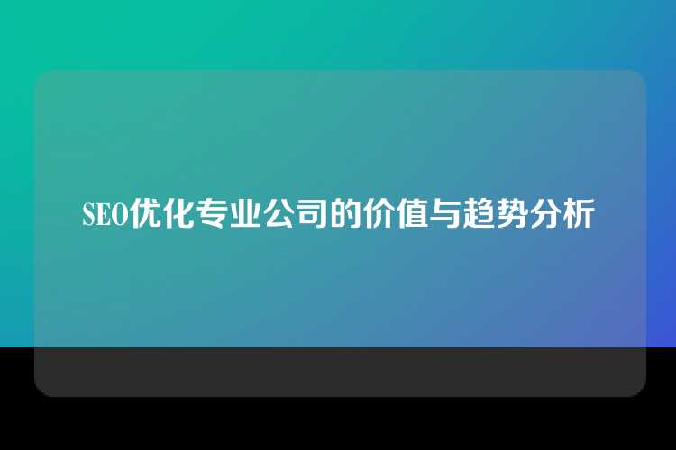 SEO优化专业公司的价值与趋势分析