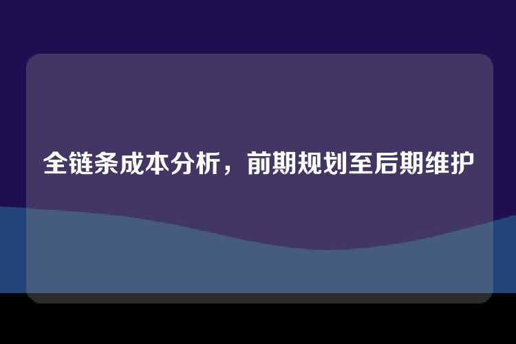 全链条成本分析，前期规划至后期维护