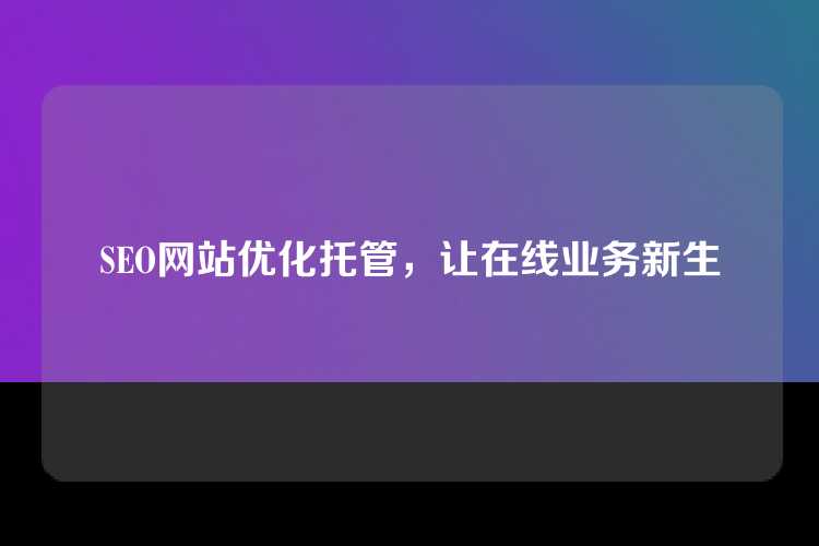 SEO网站优化托管，让在线业务新生
