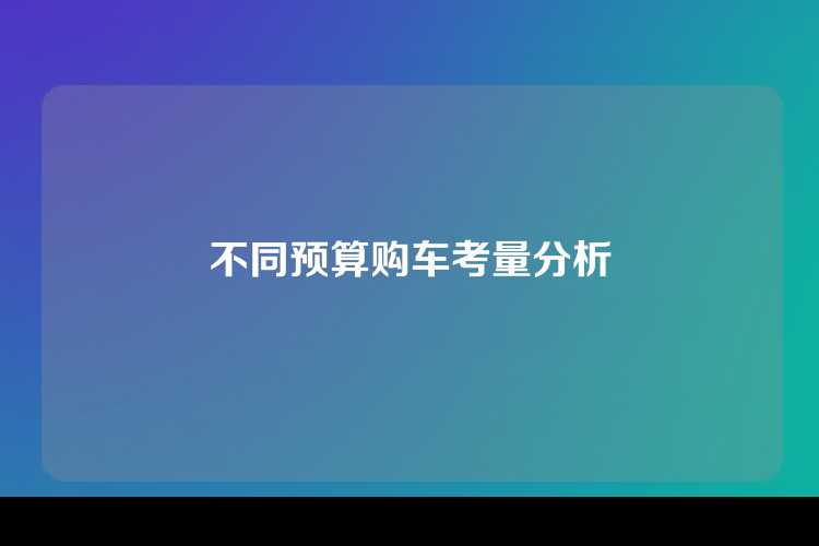不同预算购车考量分析