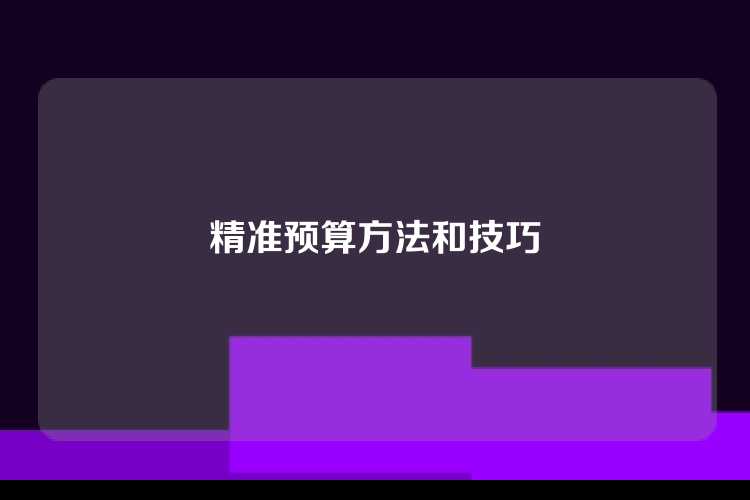 精准预算方法和技巧