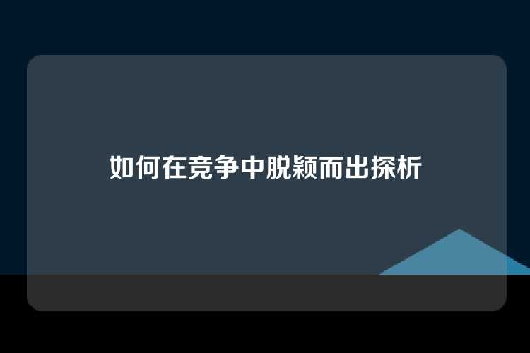 如何在竞争中脱颖而出探析