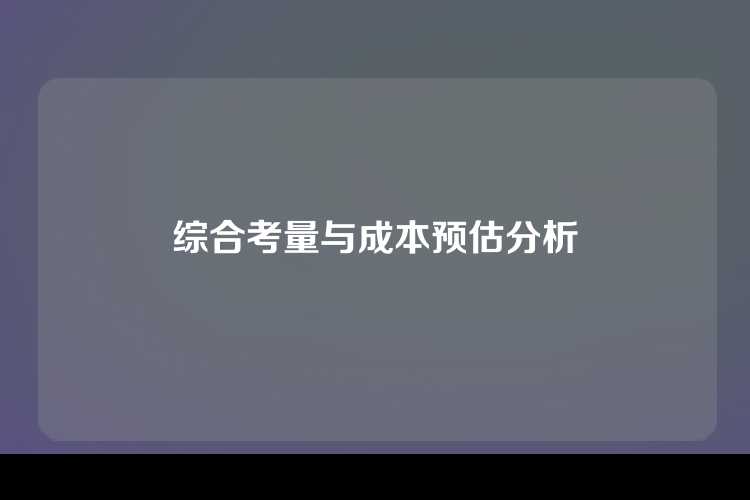 综合考量与成本预估分析