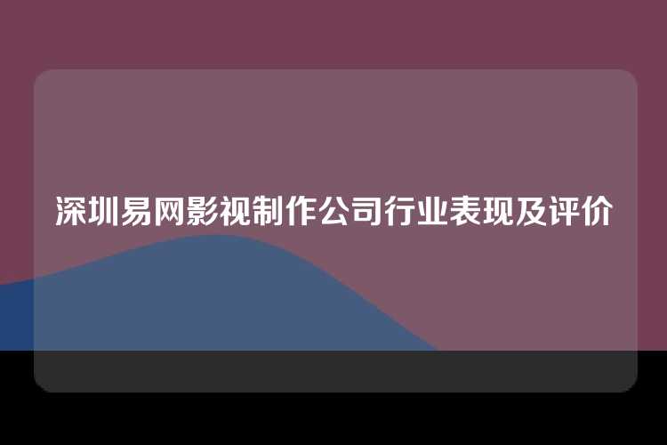 深圳易网影视制作公司行业表现及评价
