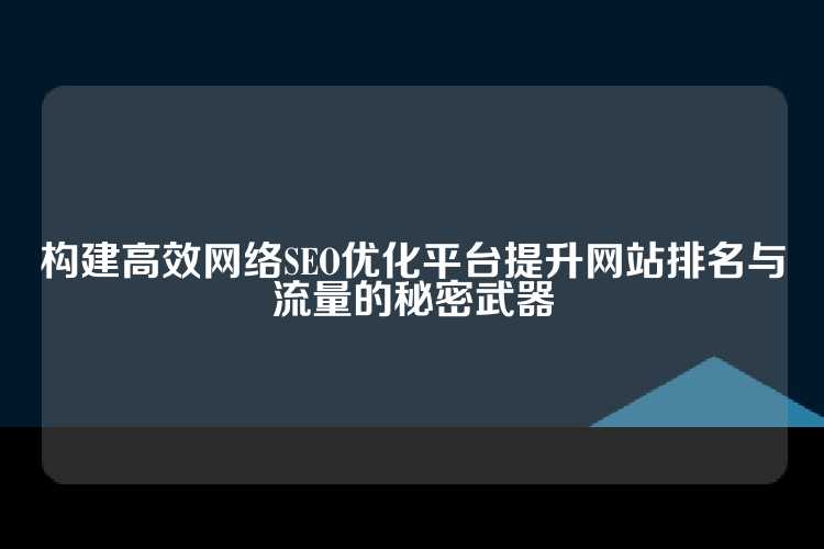构建高效网络SEO优化平台提升网站排名与流量的秘密武器
