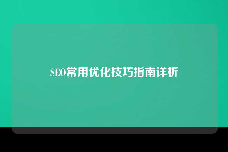SEO常用优化技巧指南详析