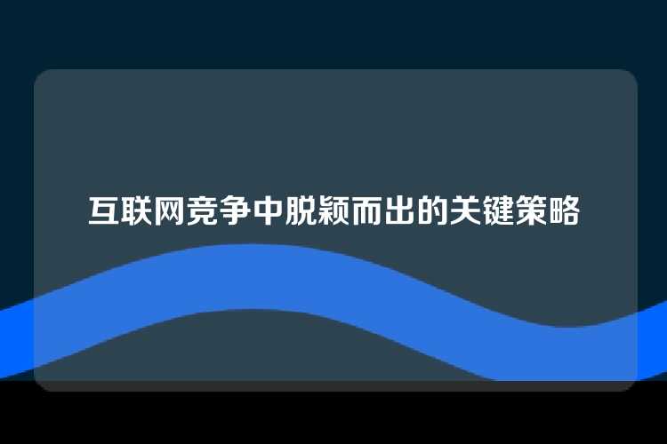 互联网竞争中脱颖而出的关键策略