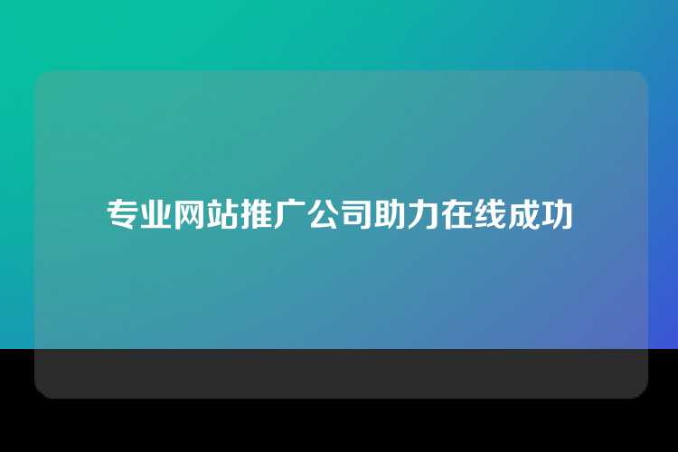 专业网站推广公司助力在线成功