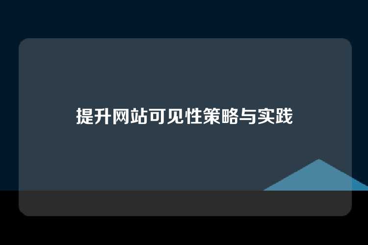提升网站可见性策略与实践