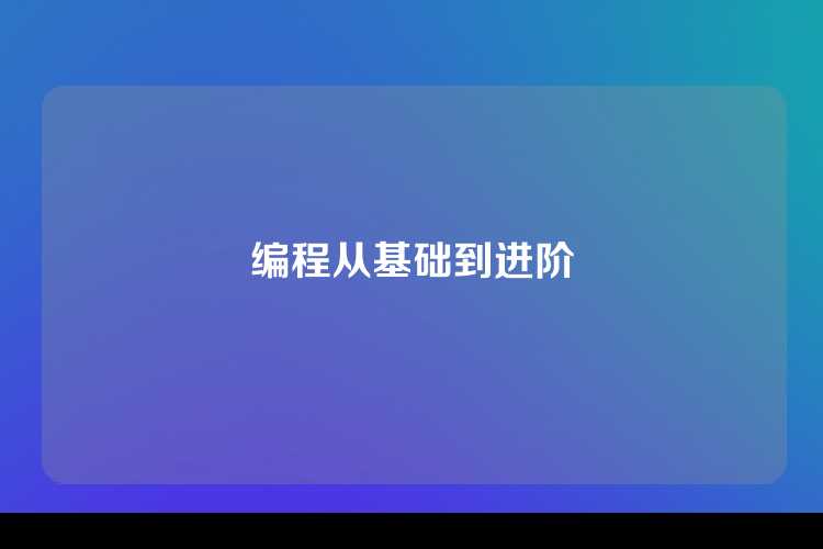 编程从基础到进阶
