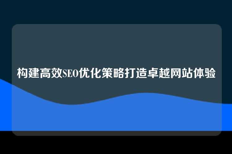 构建高效SEO优化策略打造卓越网站体验