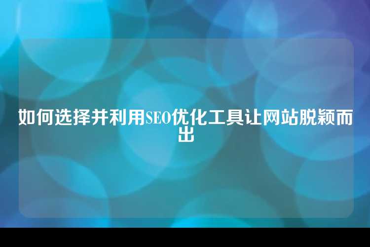 如何选择并利用SEO优化工具让网站脱颖而出
