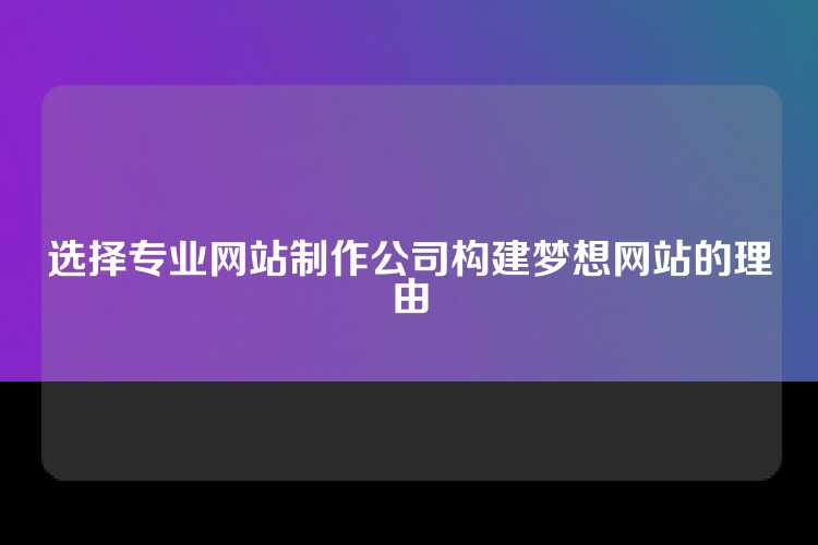 选择专业网站制作公司构建梦想网站的理由