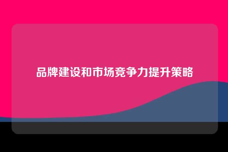 品牌建设和市场竞争力提升策略