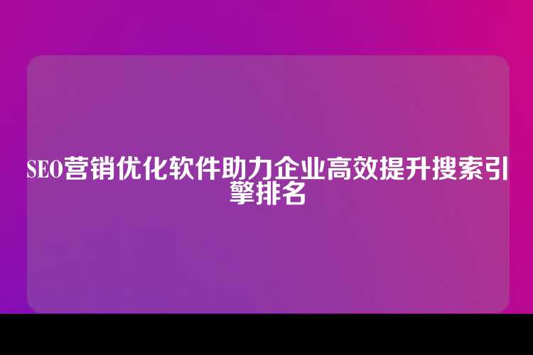 SEO营销优化软件助力企业高效提升搜索引擎排名