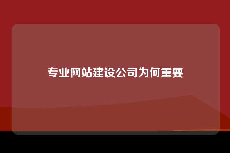 专业网站建设公司为何重要