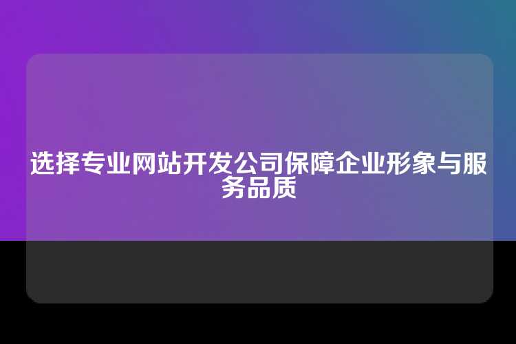 选择专业网站开发公司保障企业形象与服务品质