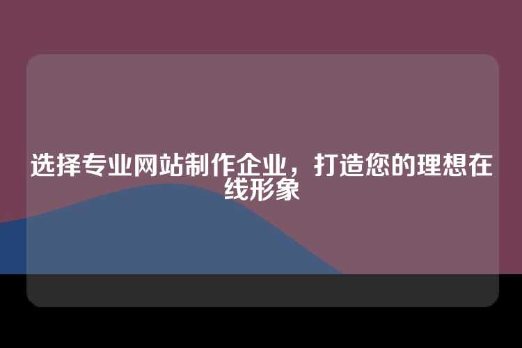 选择专业网站制作企业，打造您的理想在线形象