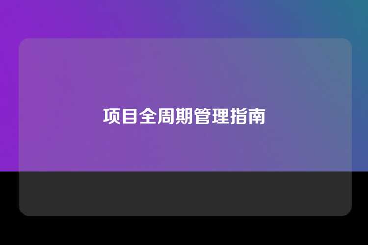 项目全周期管理指南