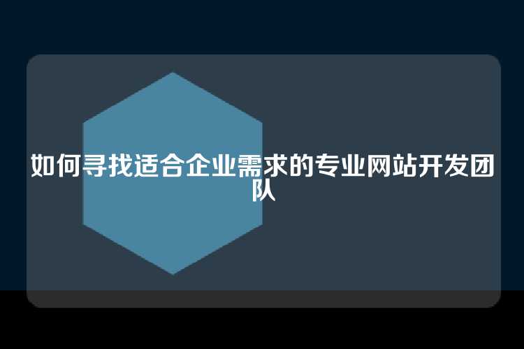 如何寻找适合企业需求的专业网站开发团队