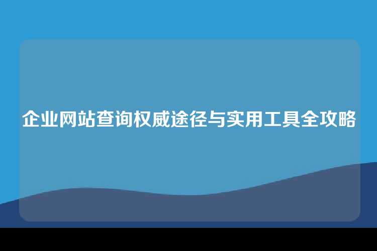 企业网站查询权威途径与实用工具全攻略