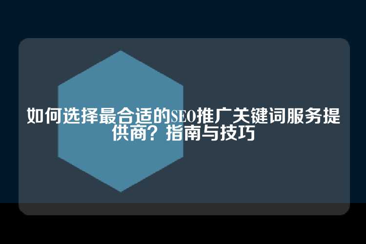 如何选择最合适的SEO推广关键词服务提供商？指南与技巧