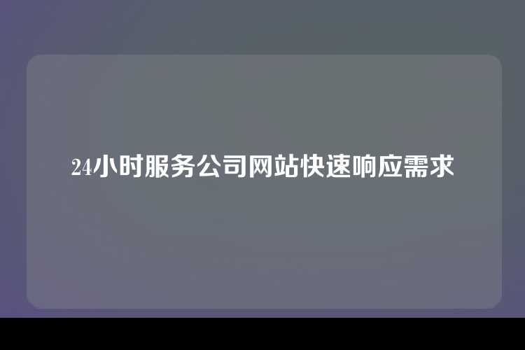 24小时服务公司网站快速响应需求