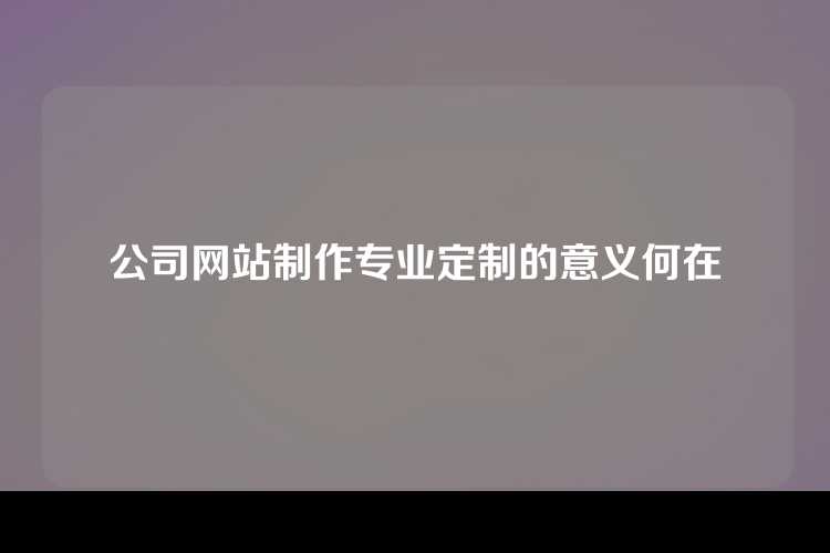 公司网站制作专业定制的意义何在
