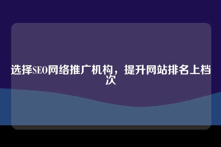 选择SEO网络推广机构，提升网站排名上档次