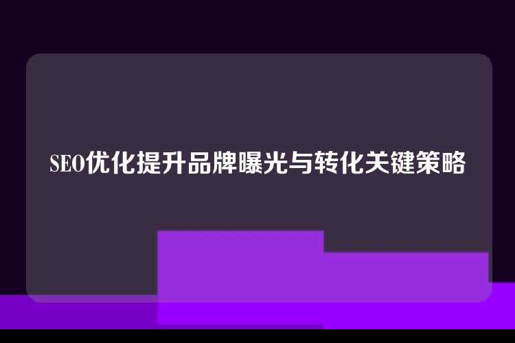 SEO优化提升品牌曝光与转化关键策略