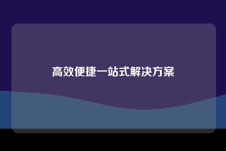 高效便捷一站式解决方案