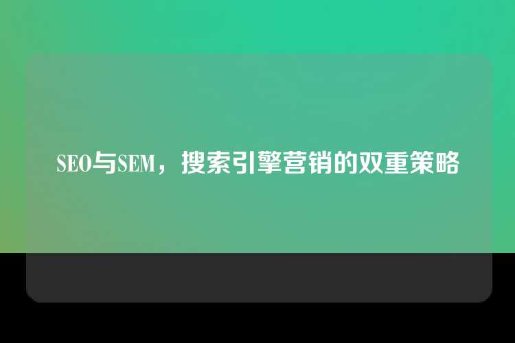 SEO与SEM，搜索引擎营销的双重策略